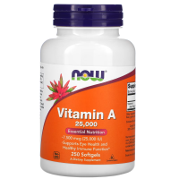 Купить Vitamin A, Now Foods, витамин A, 25 000 МЕ, 250 капсул