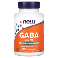 Купить NOW Foods GABA, 750 мг, Габа 100 растительных капсул