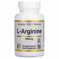 Купить California Gold Nutrition, AjiPure, L-аргинин Arginine, 500 мг, 60 растительных капсул