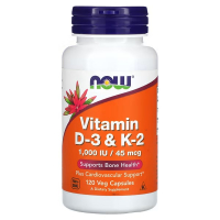 Купить NOW Foods, Витамины Д3 и К2, Vitamin D3 K2 120 растительных капсул